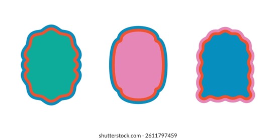 Set of colorful templates with zigzag wavy jagged edges. Isolated vector illustration for banners, posters, invitations, text boxes, labels.