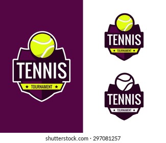 Set of colorful tennis logo labels. Vector illustration.