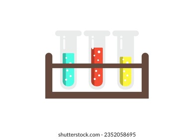 Set of colorful test tubes. Laboratory research, technology, analysis concepts. Flat vector design isolated illustration on white background.