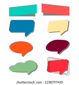 Set colorful text box. Blank dialog windows. Isolated image, flat style. Vector illustration