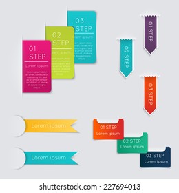 Set of colorful text box with steps, trendy colors. Vector illustration can be used for workflow layout, diagram, number options, web design.