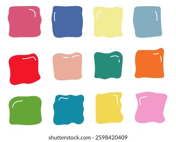 set of colorful text boxes with hand-drawn frames