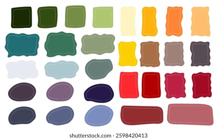 set of colorful text boxes with hand-drawn frames