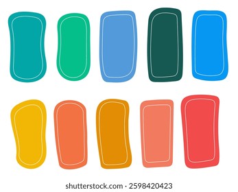 set of colorful text boxes with hand-drawn frames