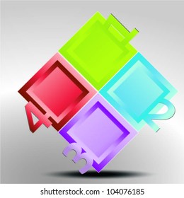 Set of colorful text box-vector