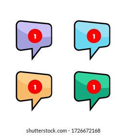 Juego de coloridos iconos de mensajes de texto y burbujas de chat creativas