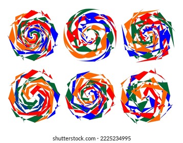 Set of colorful textured irregular twisting liquid abstract elements