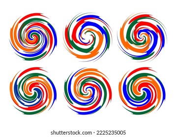 Set of colorful textured lollipop circular spiral abstract elements