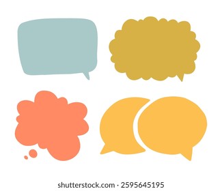 Set of Colorful Thought and Speech Bubbles in Hand-Drawn Style: A collection of vibrant, hand-drawn speech and thought bubbles, perfect for design projects and presentations. EPS 10

