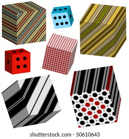 Set of colorful three-dimensional cubes on a white background for design (vector)