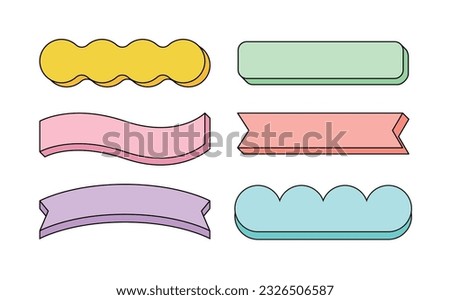 A set of colorful, three-dimensional, geometric, and abstract bar-shaped frame design element illustrations.