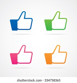 Set of colorful thumbs up vector icons.