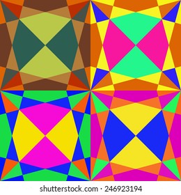 Set of colorful tile seamless backgrounds of geometric shapes