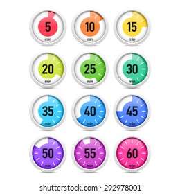 Set of colorful timers. Vector.