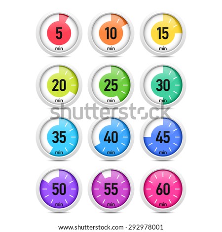 Set of colorful timers. Vector.