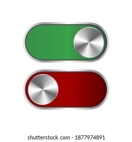 Set of colorful toggle switch icons. Switch buttons. On and Off position. Vector user interface set including switches.