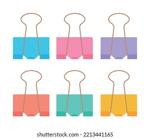 A set of colorful tongs clip design illustration icons for picking up paper documents used in the office.