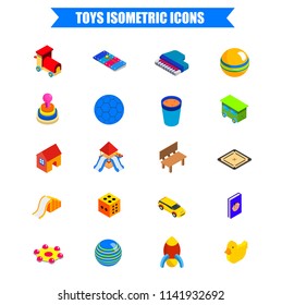 Set of Colorful toys isometric icon.