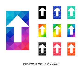 Set of colorful transparent arrow up pointer in rectangle shape isolated on white background. Good for app, web, or element project. Vector illustration.