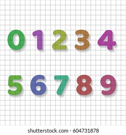 Set of colorful transparent numbers. Vector illustration