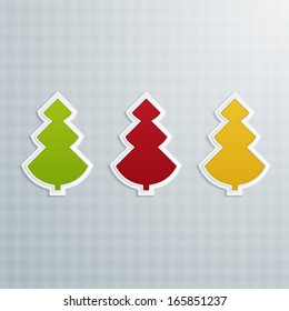 set of colorful trees on a cell background