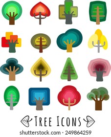 set of colorful trees vector illustration