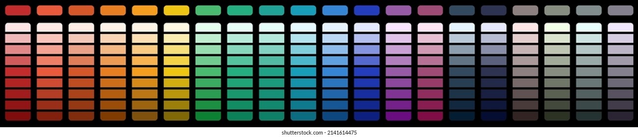 Set of colorful trendy flat color template. Collection palette of flat style color swatches for web design. Trendy colors squares palettes of new season. Vector Illustration. EPS 10