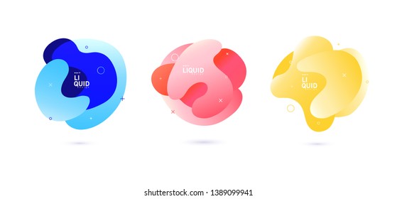 Set of colorful trendy liquid shapes. Vector template for the design.