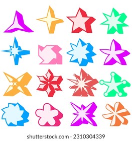 Set colorful trendy stars icon logo. Vector illustration