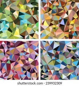 Set of Colorful Triangle Abstract Backgrounds. Vector Pattern of Geometric Shapes