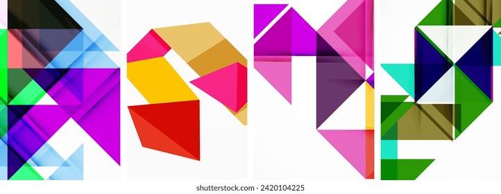 Set of colorful triangle poster cover template backgrounds. Vector illustration For Wallpaper, Banner, Background, Card, Book Illustration, landing page