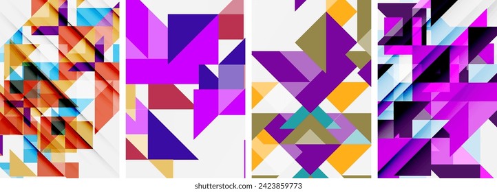 Set of colorful triangle poster cover template backgrounds. Vector illustration For Wallpaper, Banner, Background, Card, Book Illustration, landing page