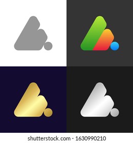 Set of colorful triangles icons and logo, vector illustration
