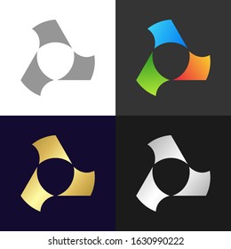 Set of colorful triangles icons and logo, vector illustration