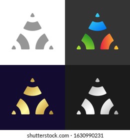 Set of colorful triangles icons and logo, vector illustration
