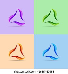 Set of colorful triangles icons and logo, vector illustration