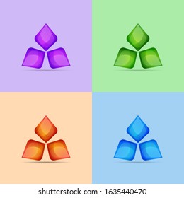 Set of colorful triangles icons and logo, vector illustration