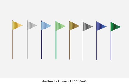 A set of colorful triangular flags on stick for playground field setting vector illustration