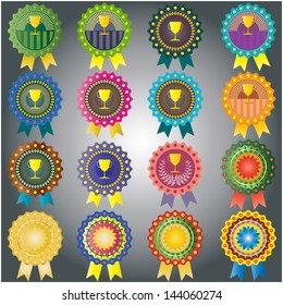 set of colorful Trophy badge, vector format