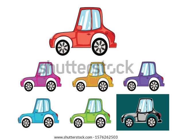 set of colorful truck clip art icon and car\
clip art and pickup  with Container white background best for 2d\
game assets cartoon truck\
illustration