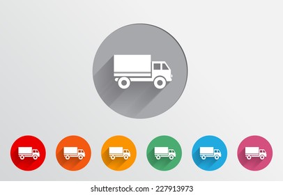Set of colorful truck icons