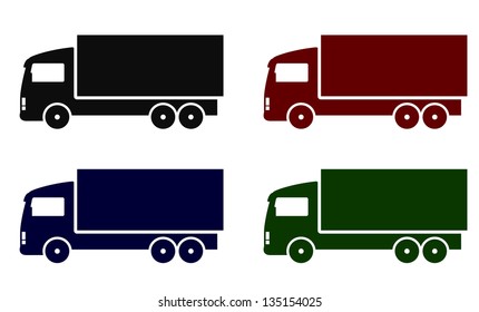 Set with colorful truck icons on white background