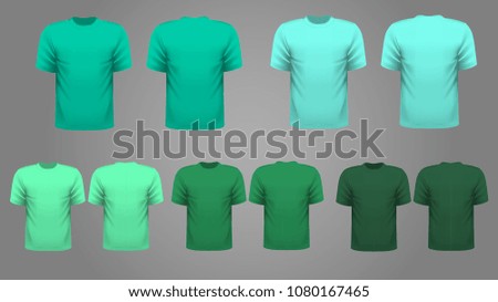 Set of colorful T-shirt front and back view. 