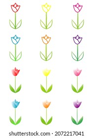 Set of Colorful Tulip. Tulip flower illustration isolated on white background. Flower vector flat design style