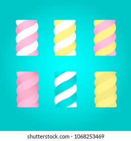 Set colorful twisted marshmallows