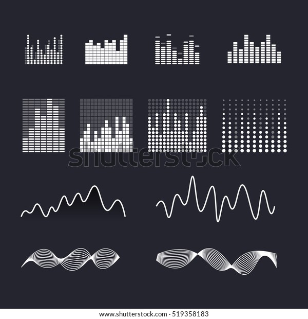 カラフルなui Ux音楽イコライザのサウンド波を設定します オーディオ電子バー 音楽波のロゴ Djのベクターイラスト 白黒のライトオーディオ信号 のベクター画像素材 ロイヤリティフリー