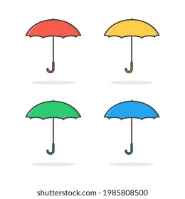 Set Of Colorful Umbrellas Vector Icon Illustration. Umbrella Flat Icon
