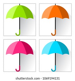Set of colorful umbrellas. Vector illustration