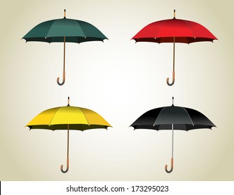 Set of colorful umbrellas, vector illustration