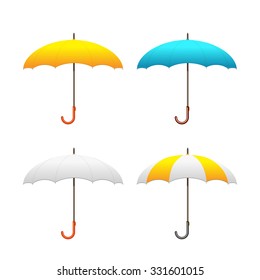Set of colorful umbrellas, vector illustration. Front view